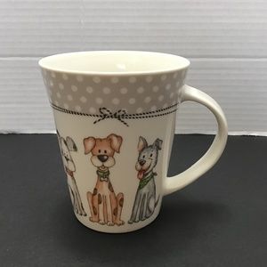 Casa Signature Mug For Dog Lovers 12 Oz Grey and Ivory Cute Cartoon Dogs Design